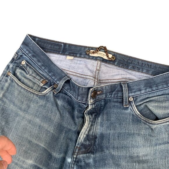 VINTAGE Burberry Jeans Size 34 Blue RIPPED CROTCH - Picture 4 of 10
